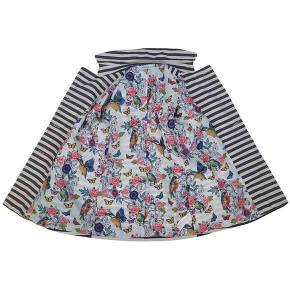 Desigual Mencia Blue & White Striped Double Breasted Blazer Floral Print Sz 38 - Picture 10 of 12